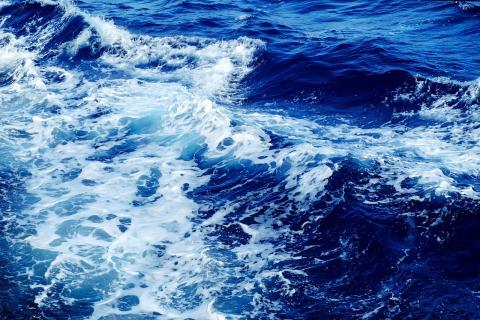 Crashing waves in the ocean