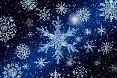 Snowflakes with a dark blue background