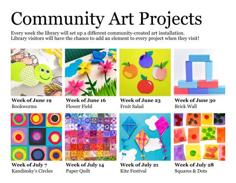 Various images of crafts for each week's craft