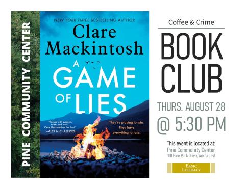 Book cover on the left side of the flyer with the title and description of book on the right