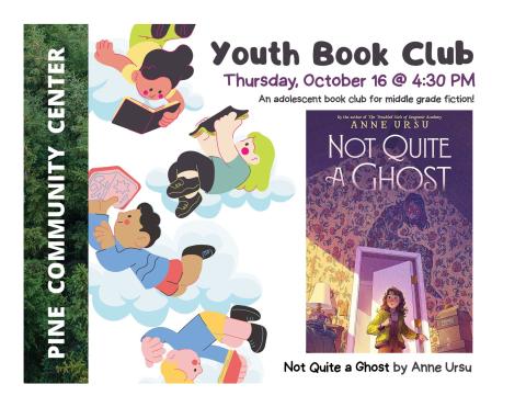 Cartoon children floating on clouds with books in their hands on the left side, on the right is the book cover