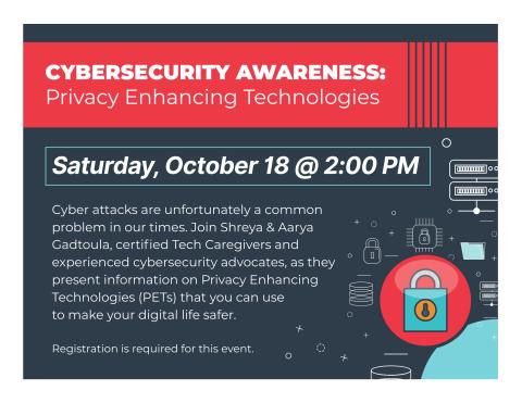 Black background with red banner and tech images saying title and description