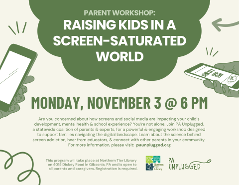 Green screens on a cream background