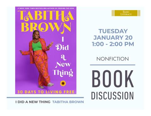 Book cover on the left side of the flyer with the title and description of book on the right