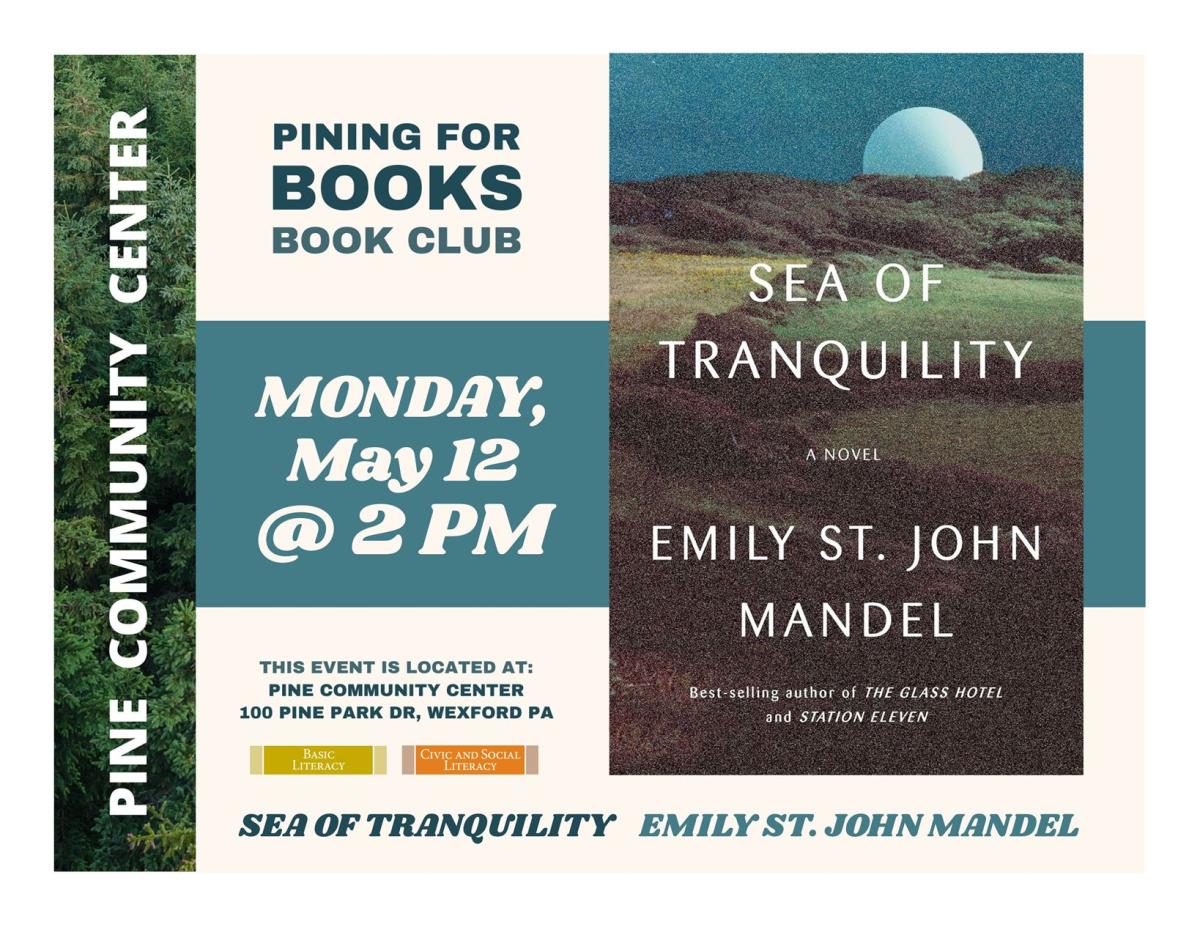 Cream colored background with book cover showing a moon over a hilly field of grass