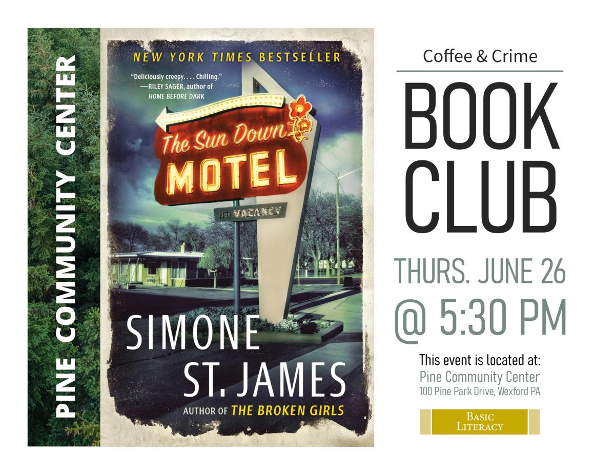 Book cover with a lit up motel sign saying vacancy in front of a motel