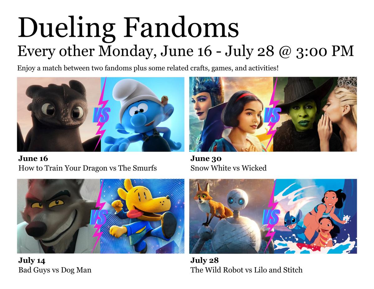 Four images of animated and feature film movies