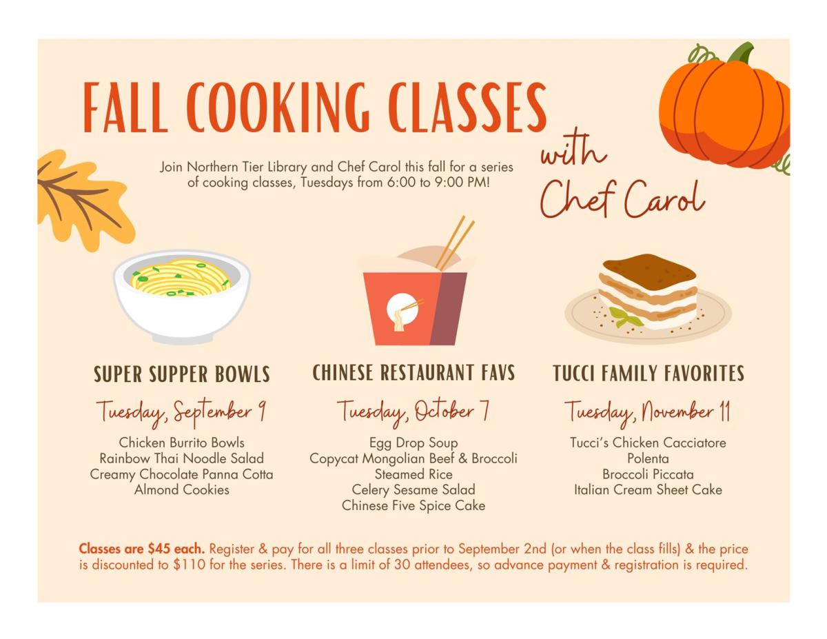 Cartoon pictures of leaves, pumpkins, & food with description