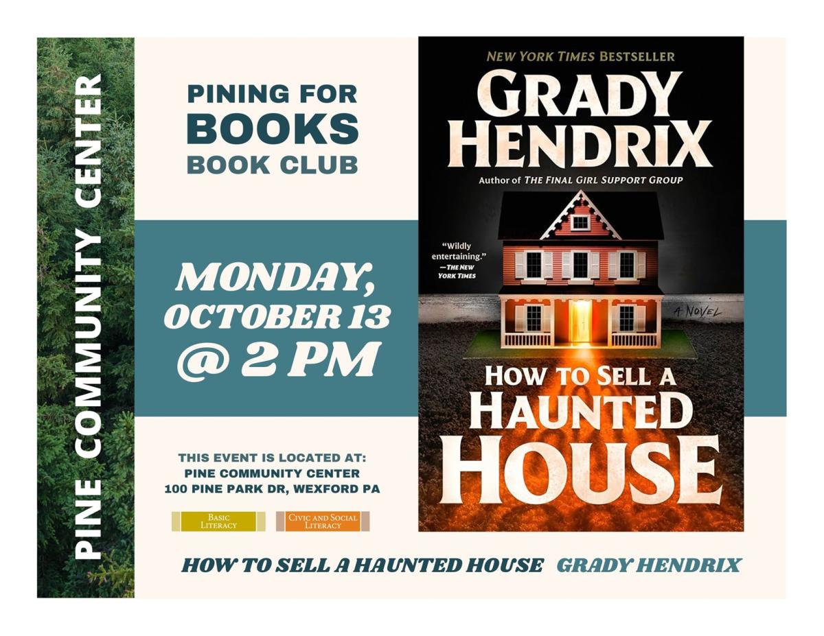 Cream colored background with a book cover on the right side