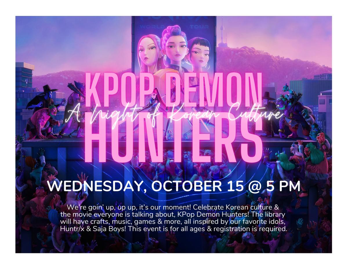 Images of K-Pop Demon Hunters with the Huntr/x girl group front and center