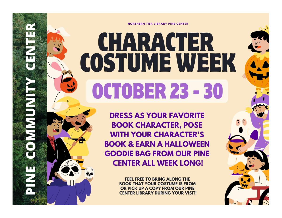 Cream background with cartoon kids in costume on the left and right sides