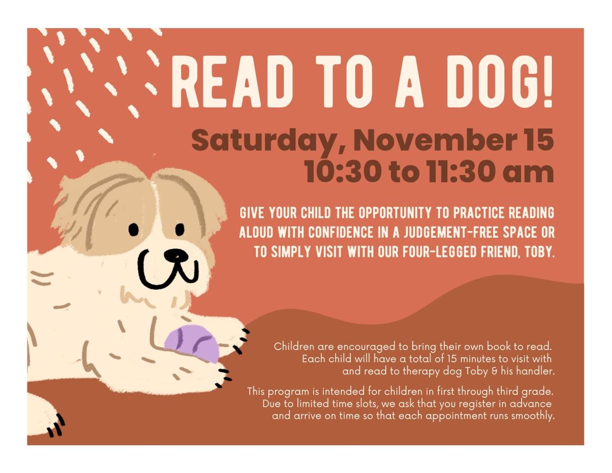 Ombre orange background with a cartoon dog sitting on the left hand side