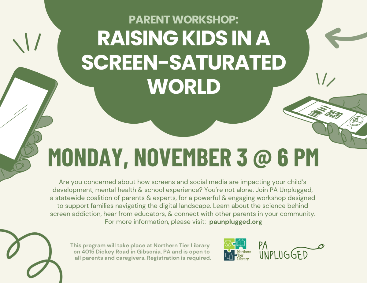 Green screens on a cream background